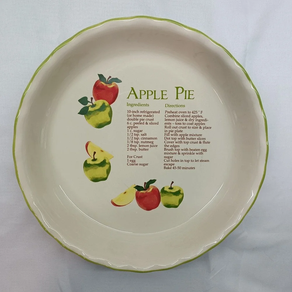 Vtg Apple Pie Recipe Deep Dish Pie Plate dei Cooking Dish 10